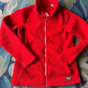 L.L. Bean womens Bright Red Fleece Jacket size XS